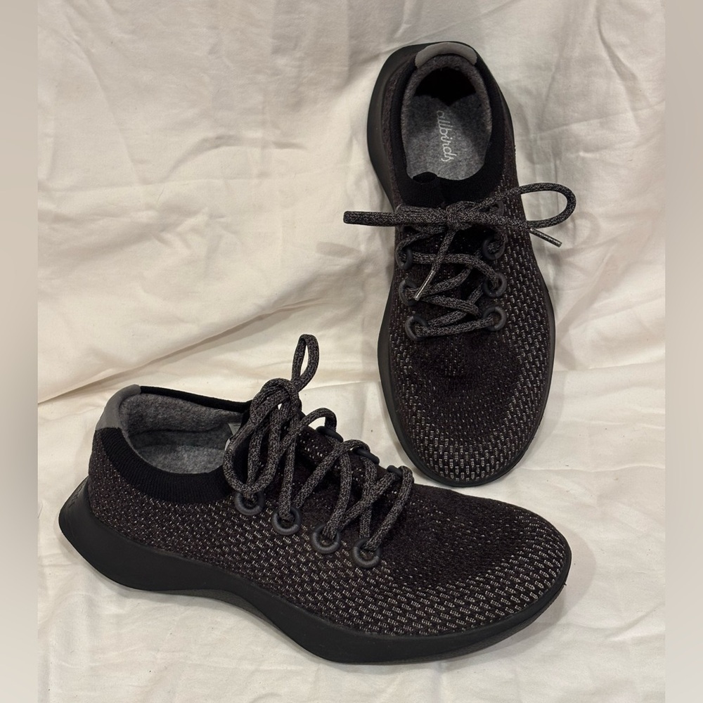 Allbirds tree dasher womens sneaker size 10 black mesh wool insole